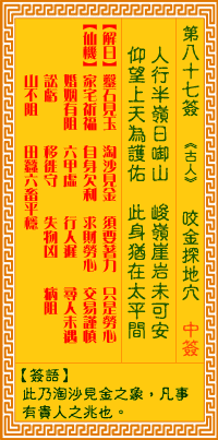 第87签:金探地穴